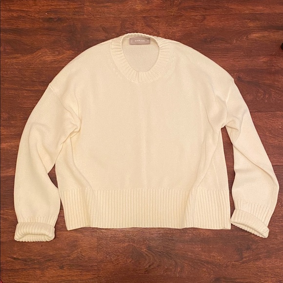 Everlane Boxy Sweater in Everyday Cotton Cream SZ XXS Oversized Fit 100% Cotton - Picture 3 of 11